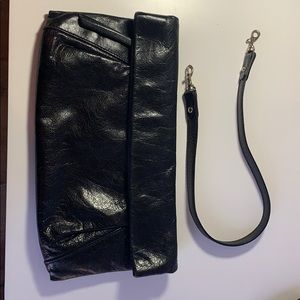 Convertible black clutch/shoulder bag